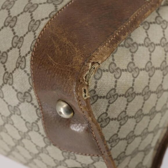 GUCCI GG Supreme Web Sherry Line Boston Bag PVC Beige Gold - Picture 9 of 16